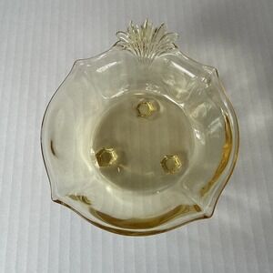 VTG Fostoria Baroque Topaz Yellow Depression Glass Trinket Dish Hexagon Feet